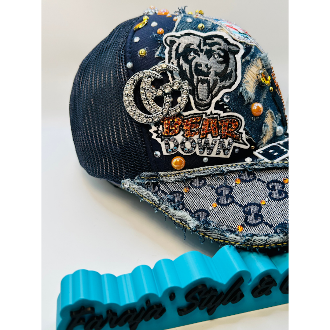 Customize Your Chicago Bears Junk Trucker Hat – Blinged & Patched Game Day Statement Hat