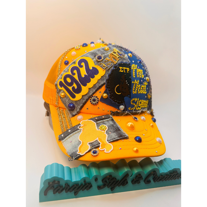 Design Your Custom Sigma Gamma Rho Sorority Trucker Junk Hat | Rhinestones, Patches & Pearls | Greek Life Fashion Cap