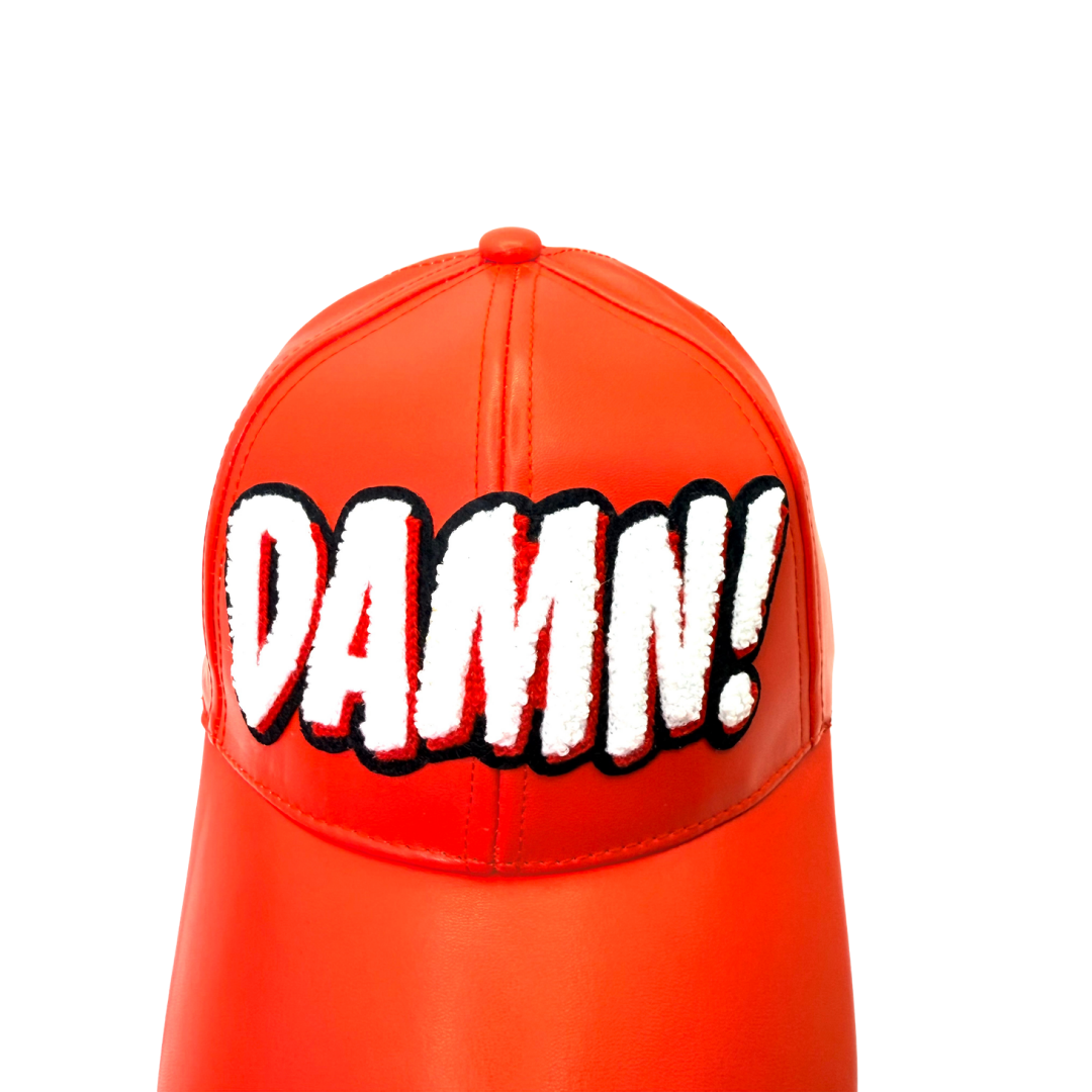 Damn Leather Snap Back Patched Hat - Premade