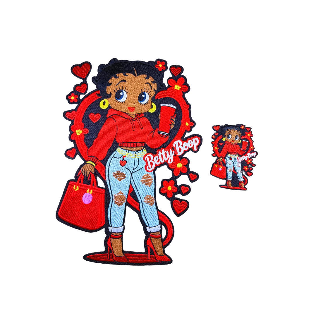 Red Betty & Hearts Patches