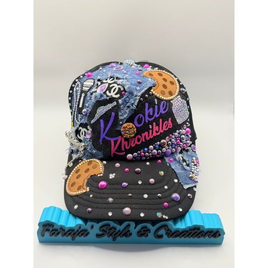 Create Your Own Junk Trucker Hat - Faraja’ Styls Custom Luxe Trucker Hat – Bling, Patches, Rhinestones & Personalized Junk Hat Design