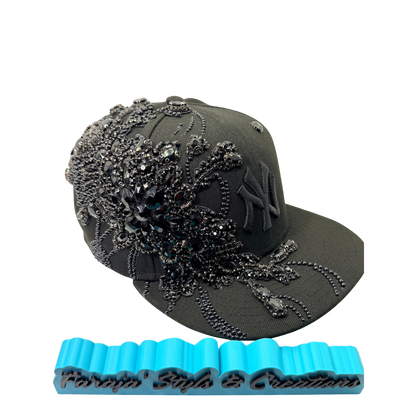Luxury Rhinestone Pearl Flower City Custom Snapback Hat