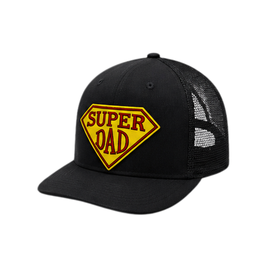 Super Dad Patched Snapback Hat | Father's Day Trucker Cap for Dads - Black