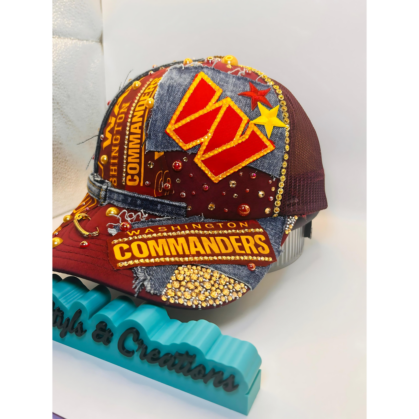 Design Your Custom NFL, NBA, MLB Trucker Hat with Rhinestones, Patches & Bling