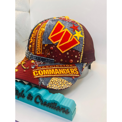 Design Your Custom NFL, NBA, MLB Trucker Hat with Rhinestones, Patches & Bling