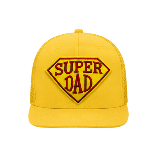 Super Dad Patched Snapback Hat | Father's Day Trucker Cap for Dads - Yellow
