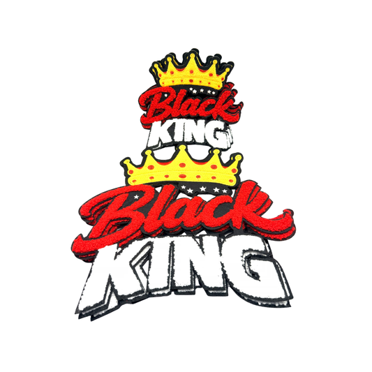 Black King Crown Chenille Patches