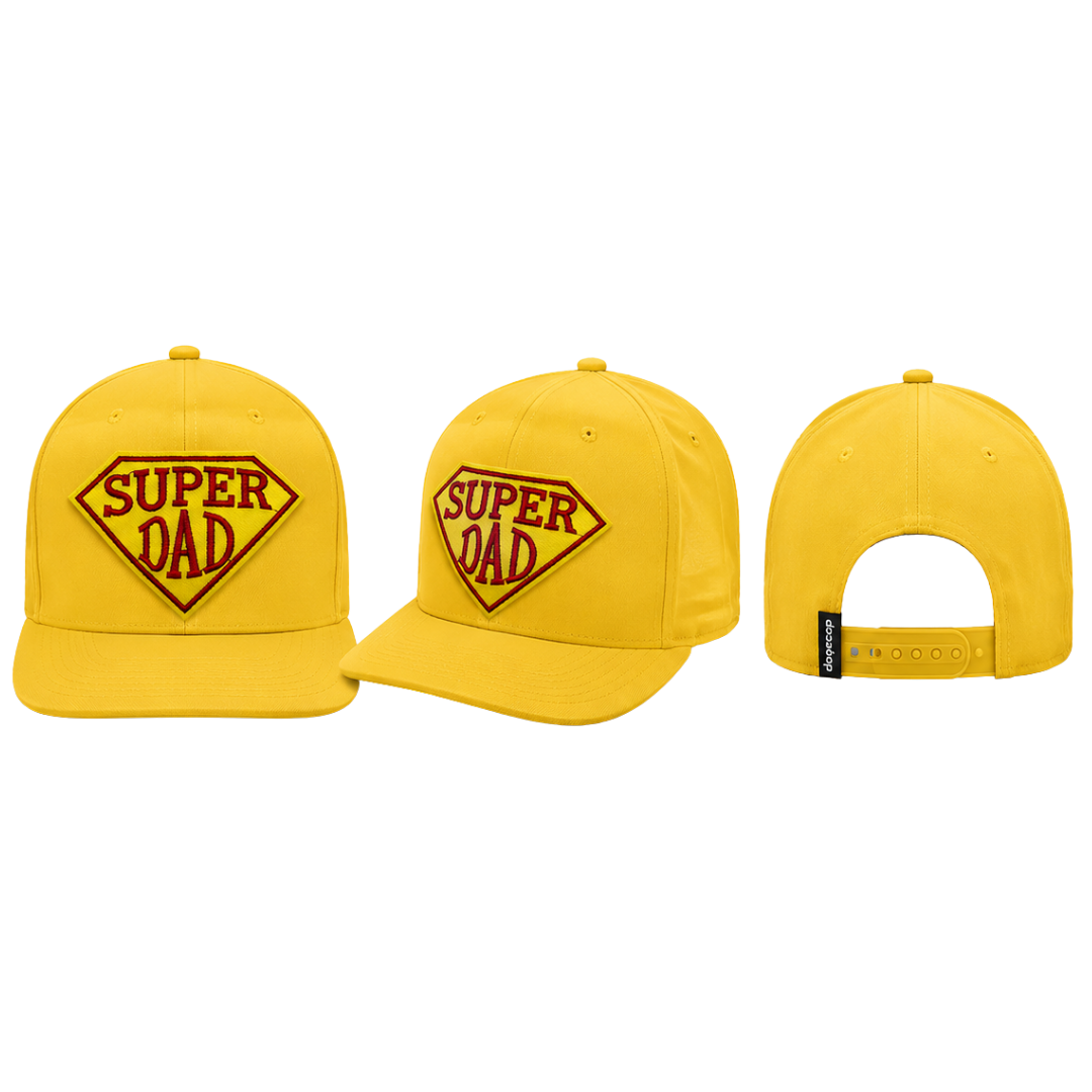 Super Dad Patched Snapback Hat | Father's Day Trucker Cap for Dads - Yellow