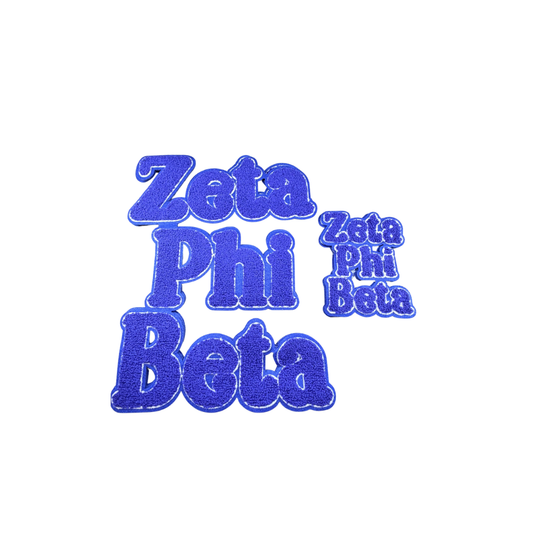 Blue and White Zeta Inspired Chenille Patches