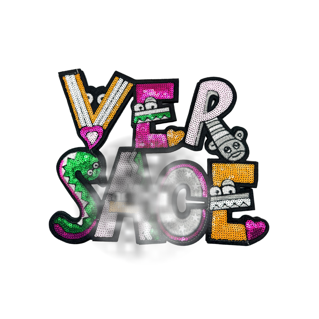 Ver*s**e Inspired Designer Graphic Sequin Large Patch