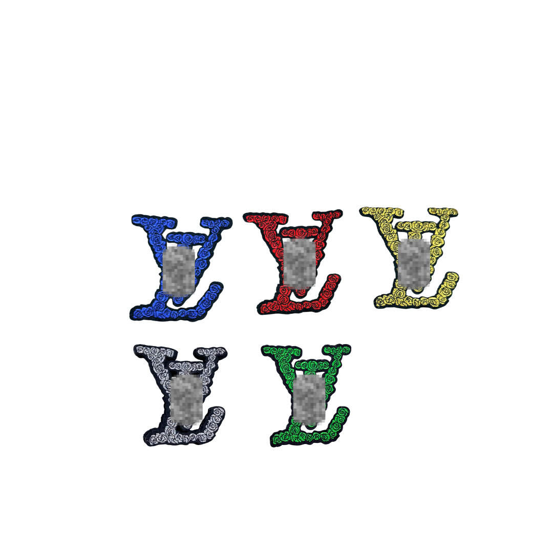 Lou** V Flower Sequin Letter Logo Medium Patches