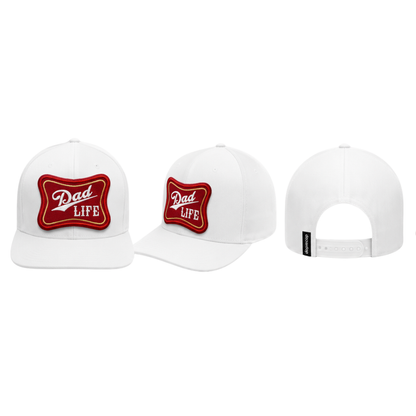 Dad Life Patched Snapback Hat | Fatherhood Trucker Cap for Proud Dads - White