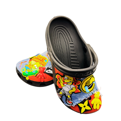 Faraja’ Styls Custom Croc Slides – Personalized Bling Slides, Patch Slides, Charm Slides, Sorority, Sneaker & Custom Design Slides