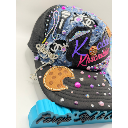 Create Your Own Junk Trucker Hat - Faraja’ Styls Custom Luxe Trucker Hat – Bling, Patches, Rhinestones & Personalized Junk Hat Design