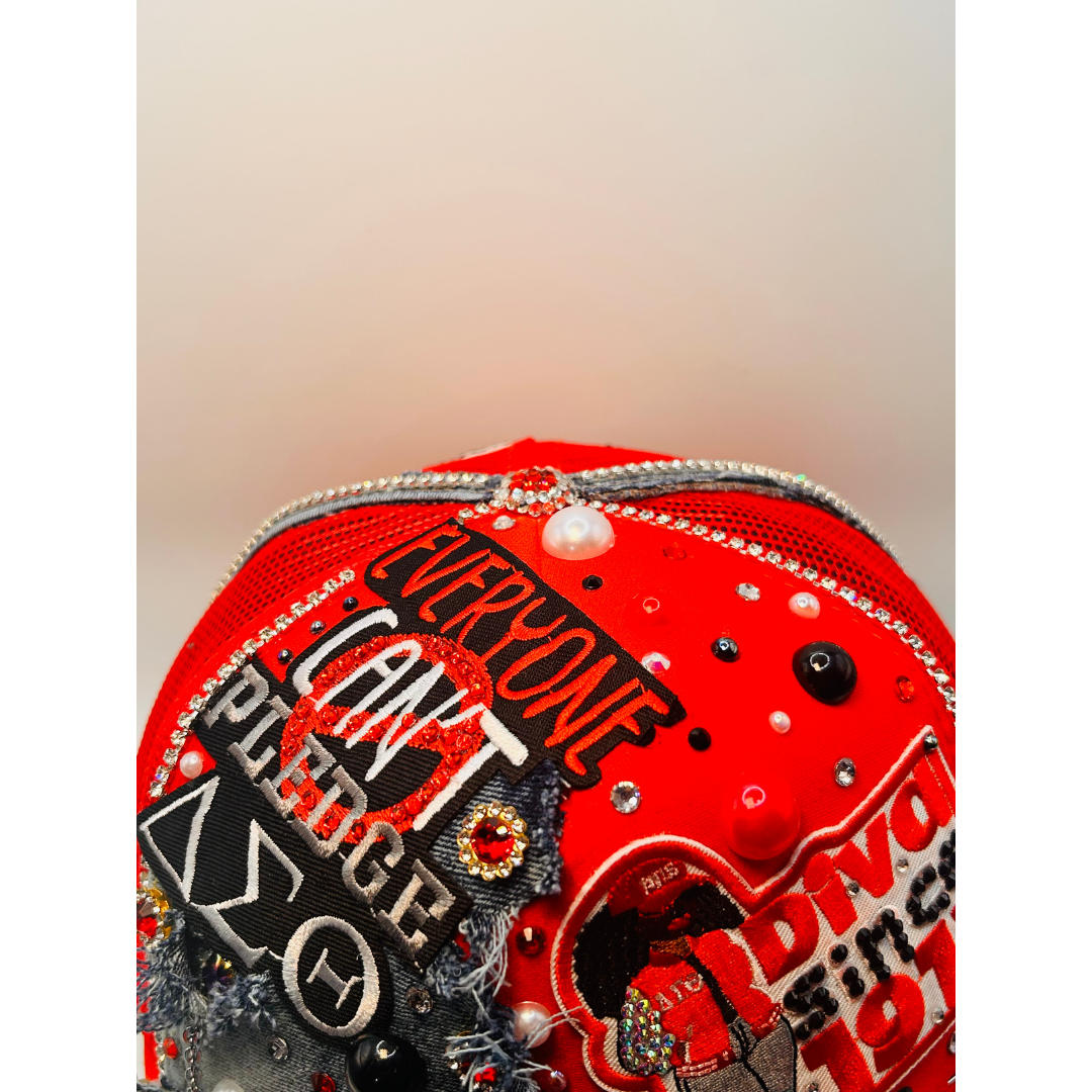 Design Your Custom Delta Sorority Trucker Junk Hat | Rhinestones, Patches & Pearls | Greek Life Fashion Cap