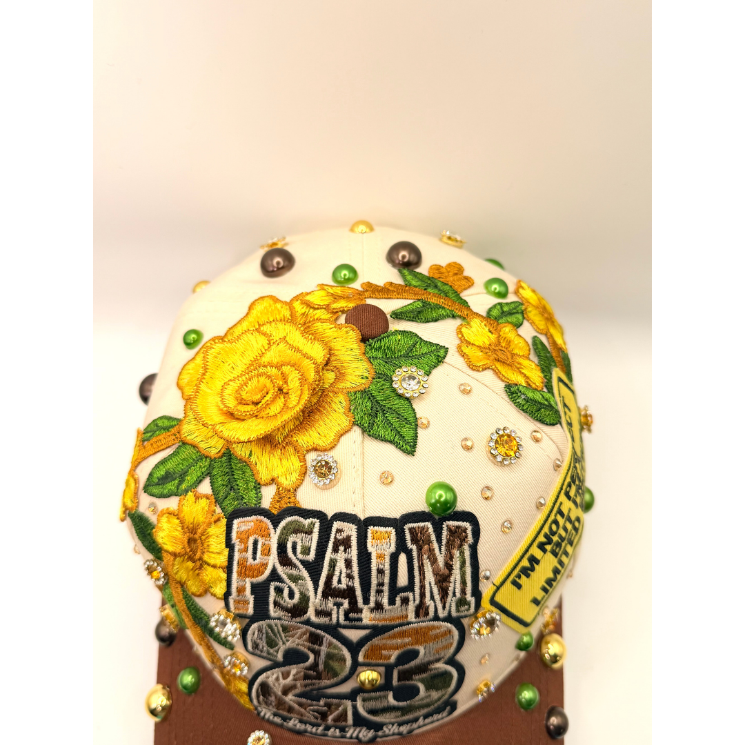 Psalm 23 Statement Junk Trucker Patched & Jeweled Hat - Ready To Ship