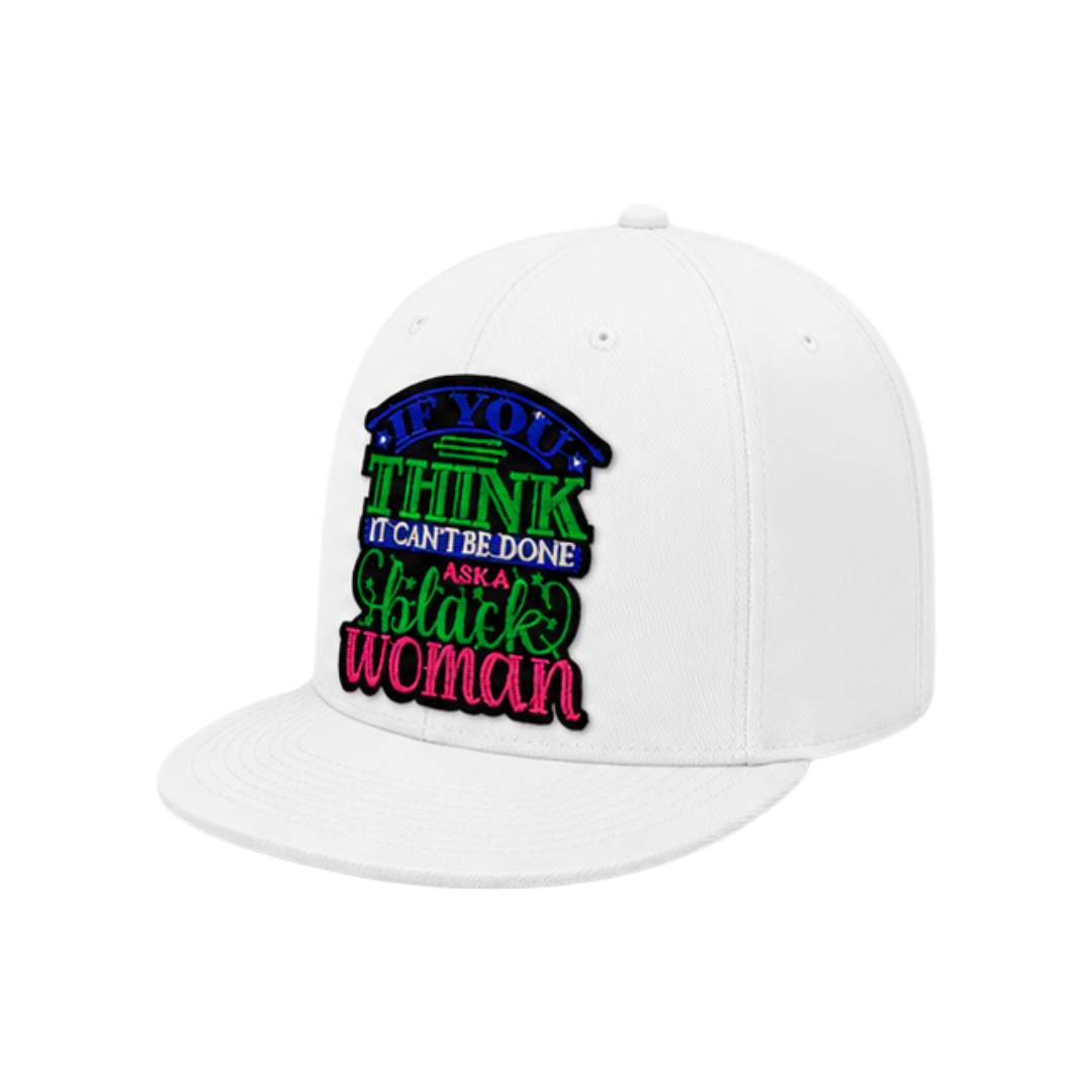 Ask A Black Woman Snapback Hat - White