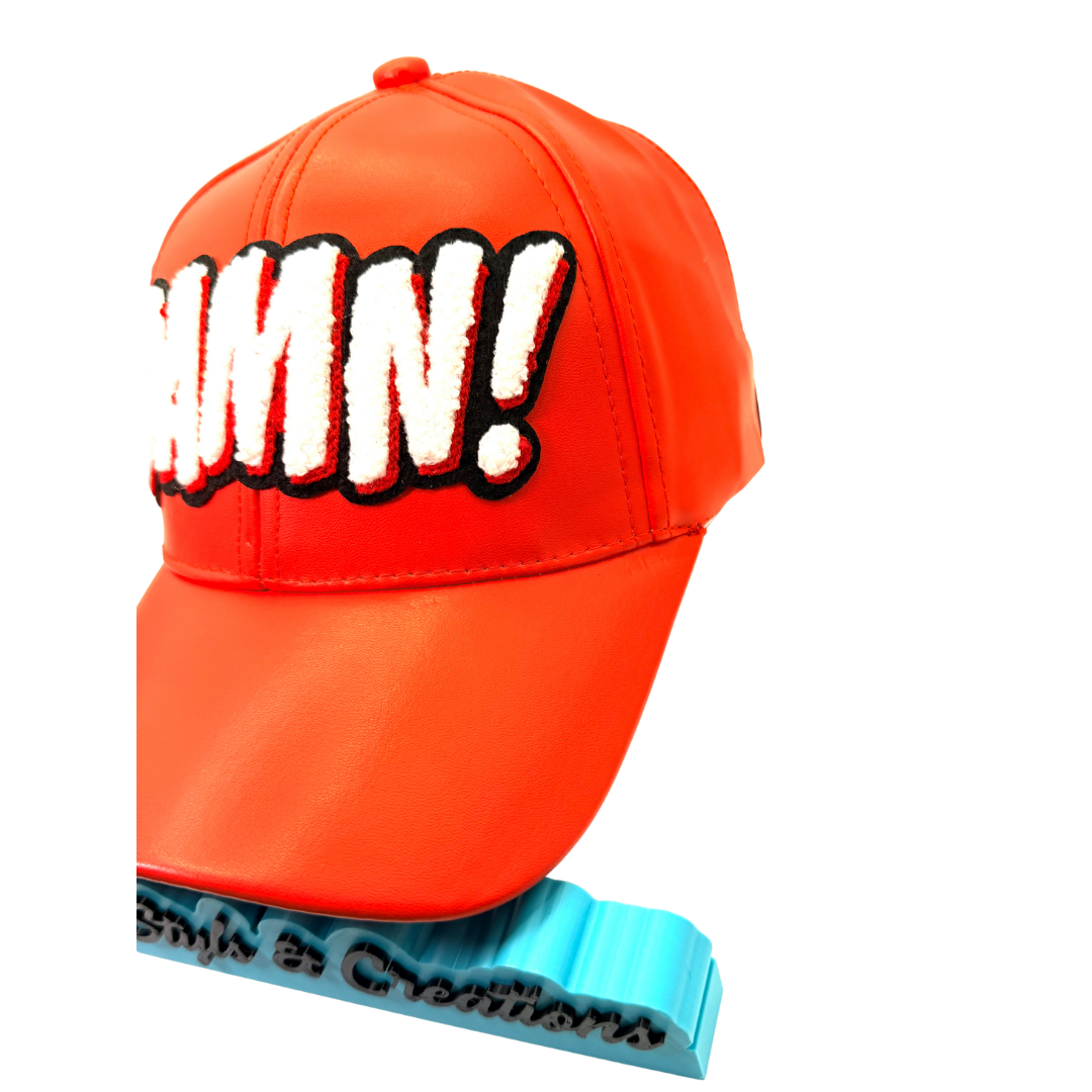 Damn Leather Snap Back Patched Hat - Premade