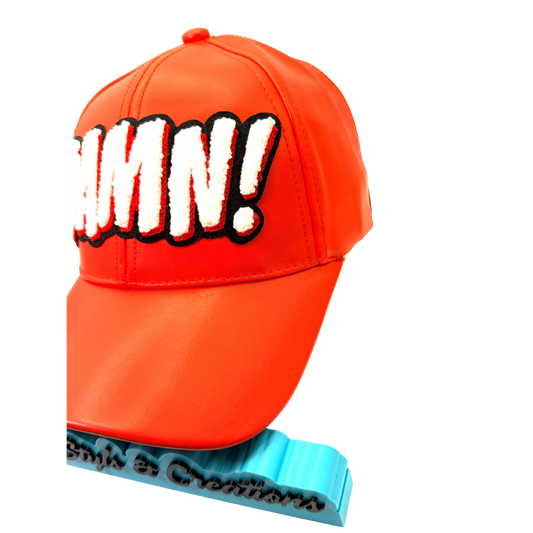 Damn Leather Snap Back Patched Hat - Premade