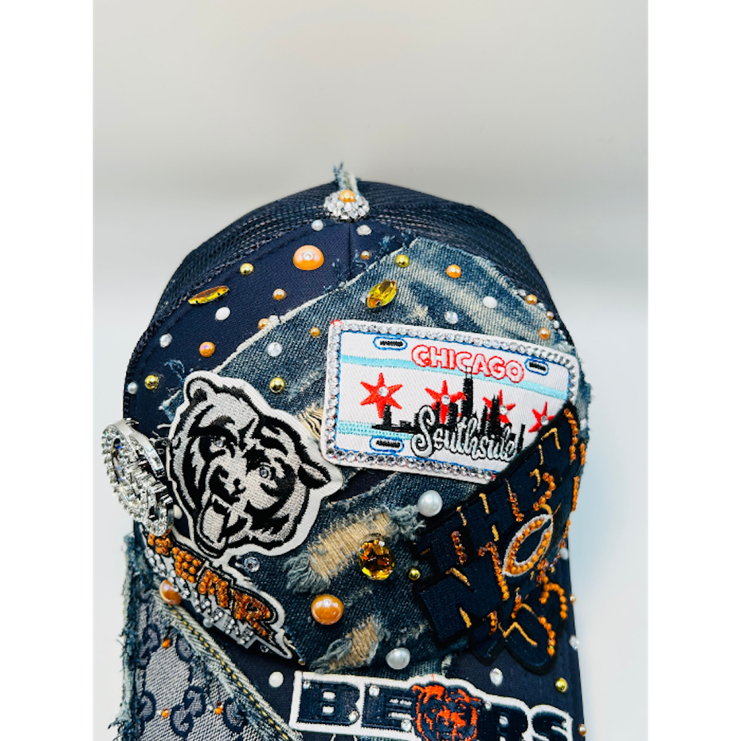 Customize Your Chicago Bears Junk Trucker Hat – Blinged & Patched Game Day Statement Hat