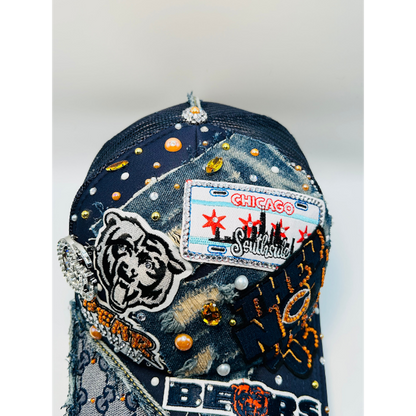 Customize Your Chicago Bears Junk Trucker Hat – Blinged & Patched Game Day Statement Hat