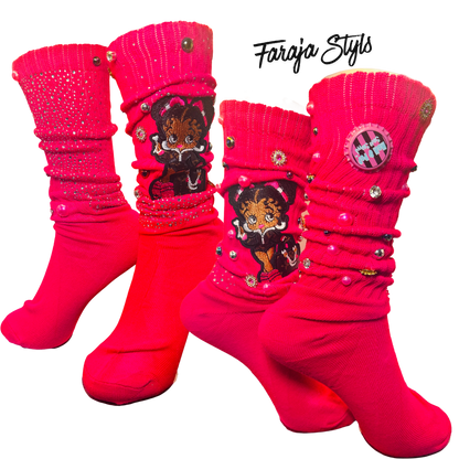 Custom Junk Slotch Socks with Patches, Pearls & Rhinestones | Personalized Glam Socks | Handmade Fashion Statement