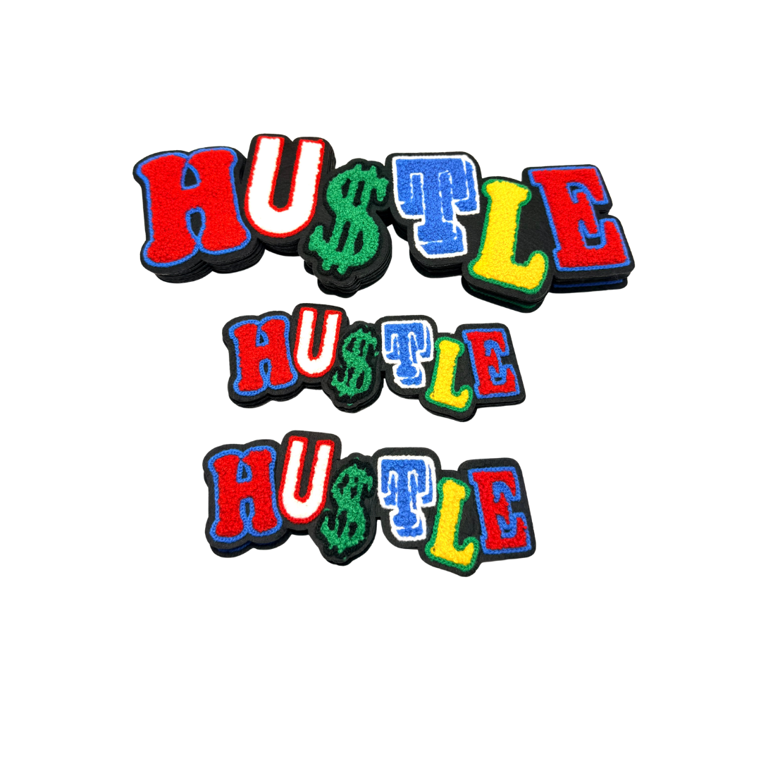 Hustle Hard Chenille Colorful Patches