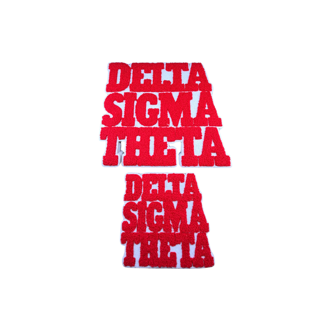 DST Word Red/White Chenille Patches
