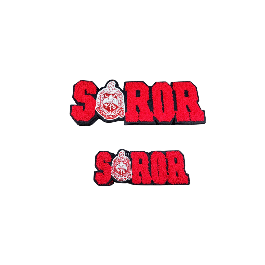 DST SOROR Word Red/Black Chenille Patches