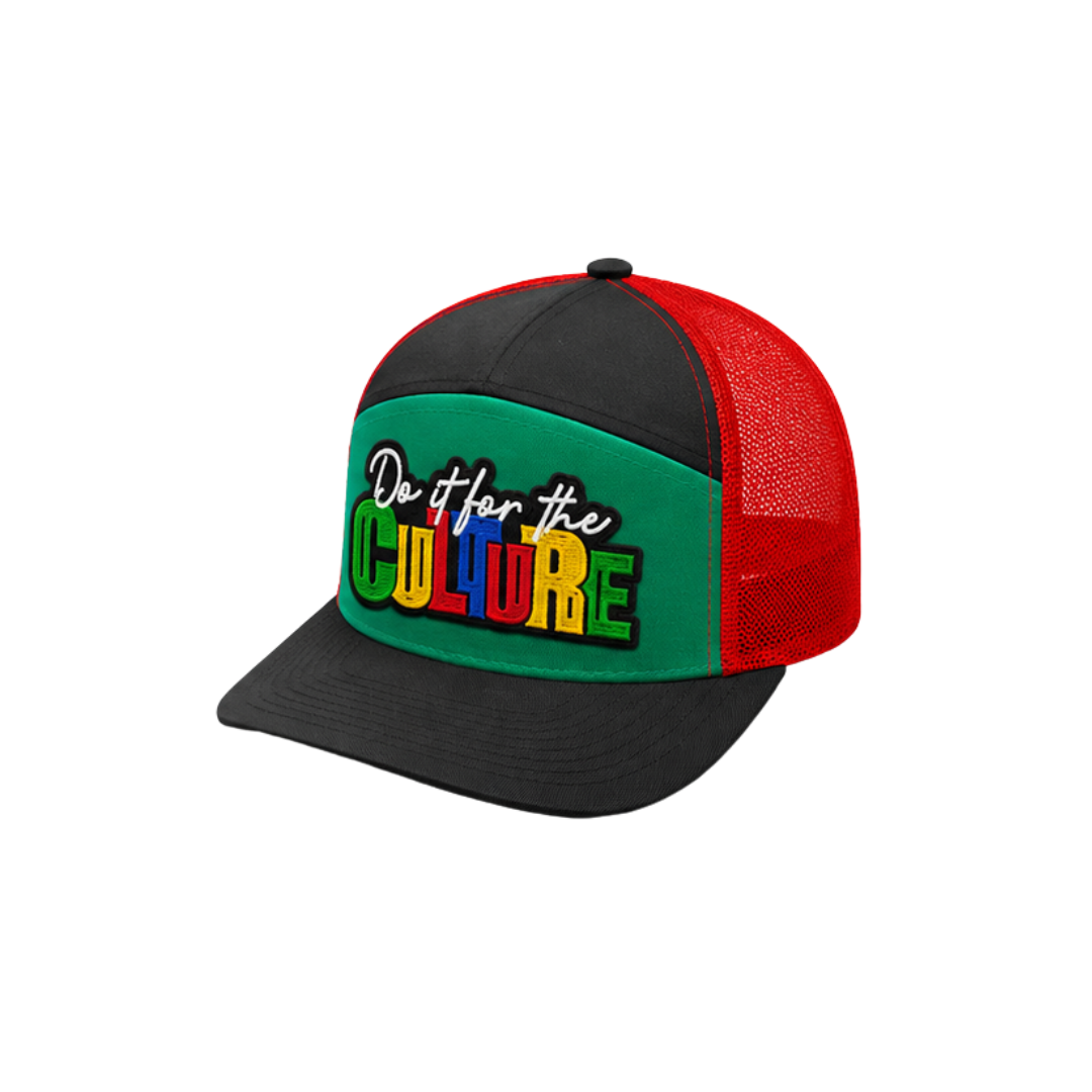 Do It For The Culture Patched Snapback Hat | Black Culture Pride Trucker Cap (No Mesh)
