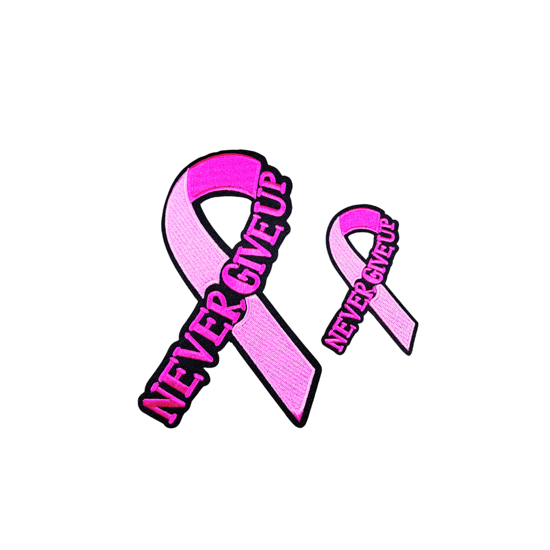 Never Give Up Breast Cancer Awareness Ribbon Patches