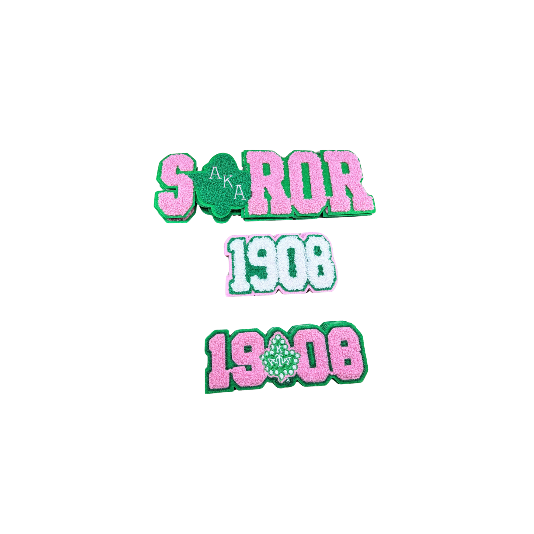 AKA Pink and Green Chenille Patches