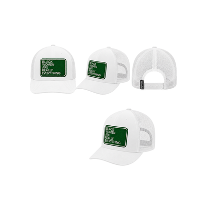 Black Women Are Everything Patched Snapback Hat | Melanin Queen Trucker Cap - Green/ White