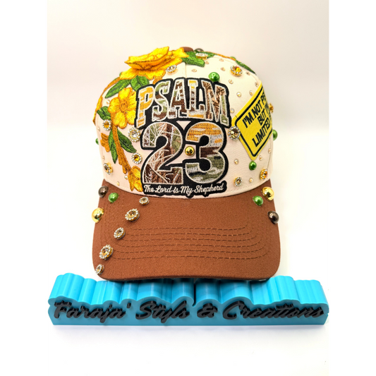 Psalm 23 Statement Junk Trucker Patched & Jeweled Hat - Ready To Ship