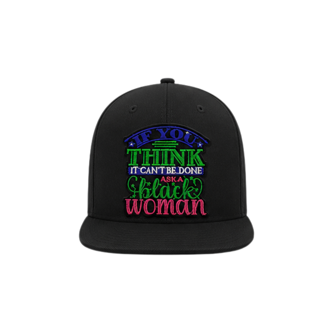 Ask A Black Woman Snapback Canvas Trucker Hat - Black