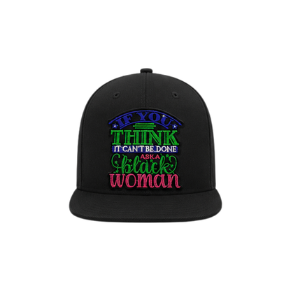 Ask A Black Woman Snapback Canvas Trucker Hat - Black