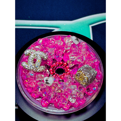 24oz Chanel Coco-Inspired Lava Snow Globe Tumbler | UV DTF Wrap | Iced Luxury Charmed Lid