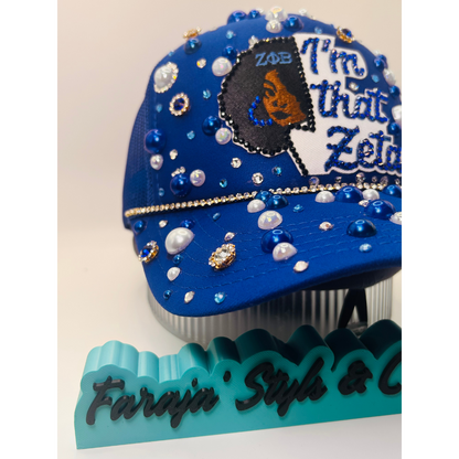 Design Your Custom Zeta Sorority Trucker Junk Hat | Rhinestones, Patches & Pearls | Greek Life Fashion Cap