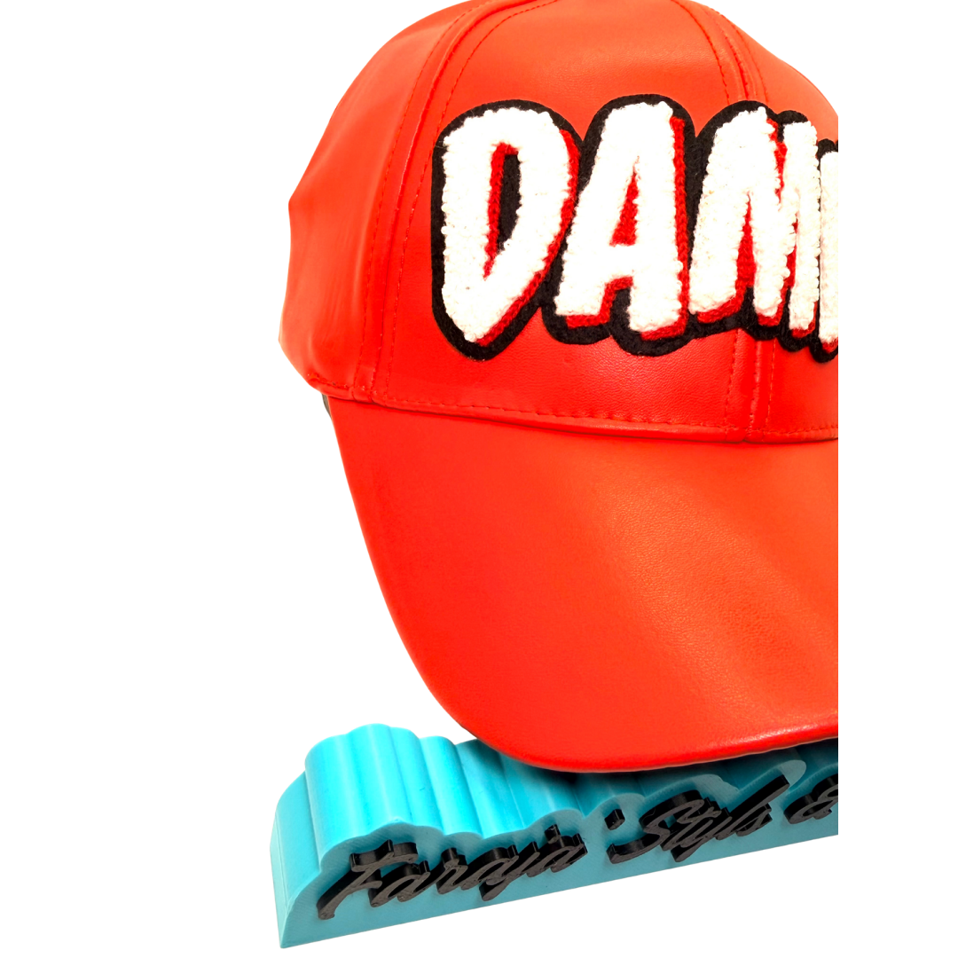 Damn Leather Snap Back Patched Hat - Premade
