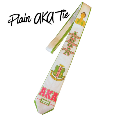 AKA Premade Junk Tie – Alpha Kappa Alpha Statement Tie with Patches, Pins & Bling
