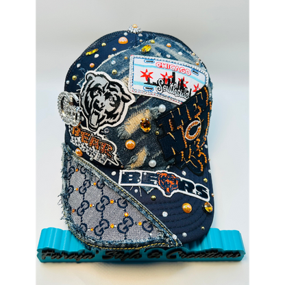 Customize Your Chicago Bears Junk Trucker Hat – Blinged & Patched Game Day Statement Hat