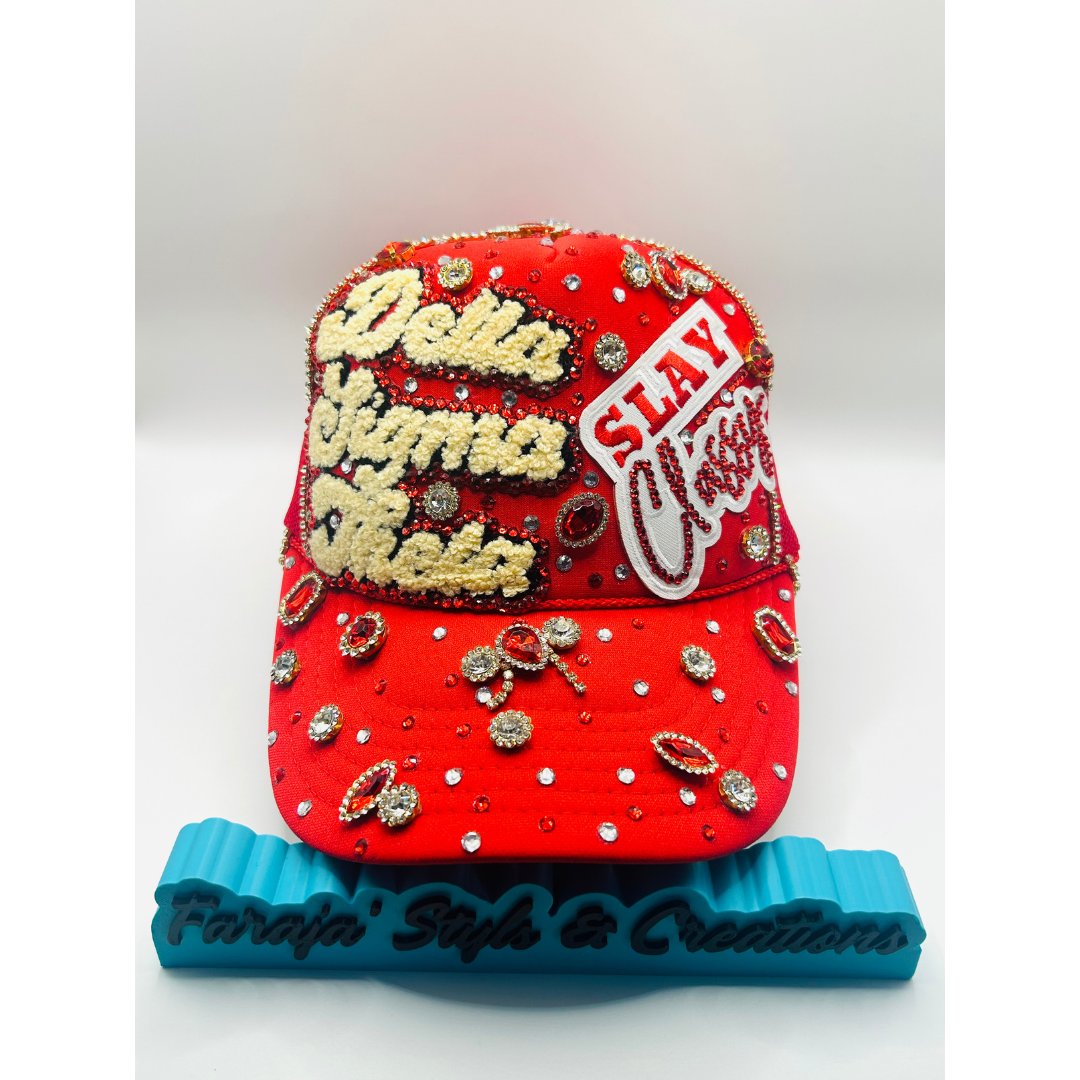 Design Your Custom Delta Sorority Trucker Junk Hat | Rhinestones, Patches & Pearls | Greek Life Fashion Cap