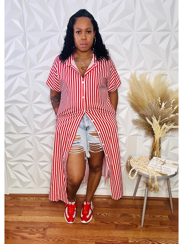 It s Like That Stripe Shirt Dress Red Faraja Styls