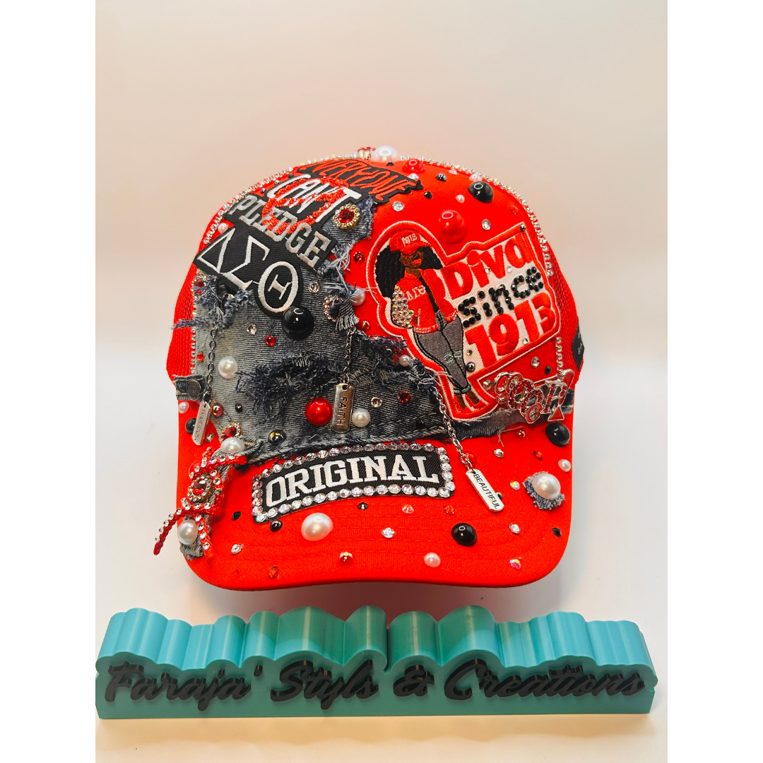 Design Your Custom Delta Sorority Trucker Junk Hat | Rhinestones, Patches & Pearls | Greek Life Fashion Cap
