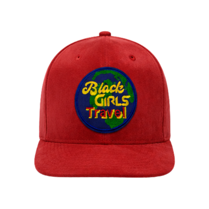 Black Girls Travel Patched Suede Mesh Hat | Melanin Travel Queen Trucker Cap - Red