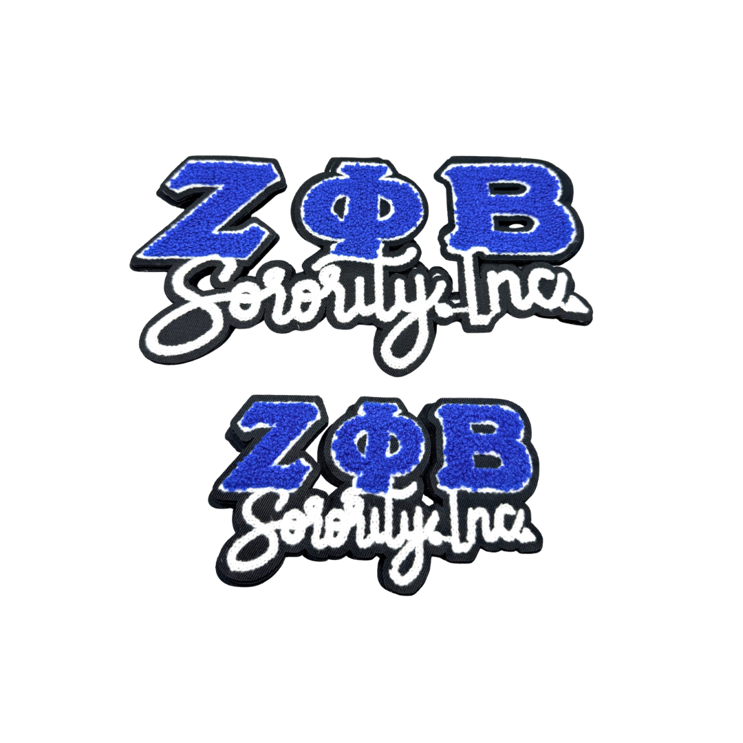 Zeta ZOB Soro Inc. Blue & White Chenille Patches