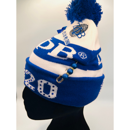 Zeta Phi Beta Junk Pom Pom Beanie | Patched, Pinned, Stoned & Pearled | Custom Zeta Winter Hat