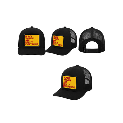 Black Women Are Everything Patched Snapback Hat | Melanin Queen Trucker Cap - Yellow/Blk