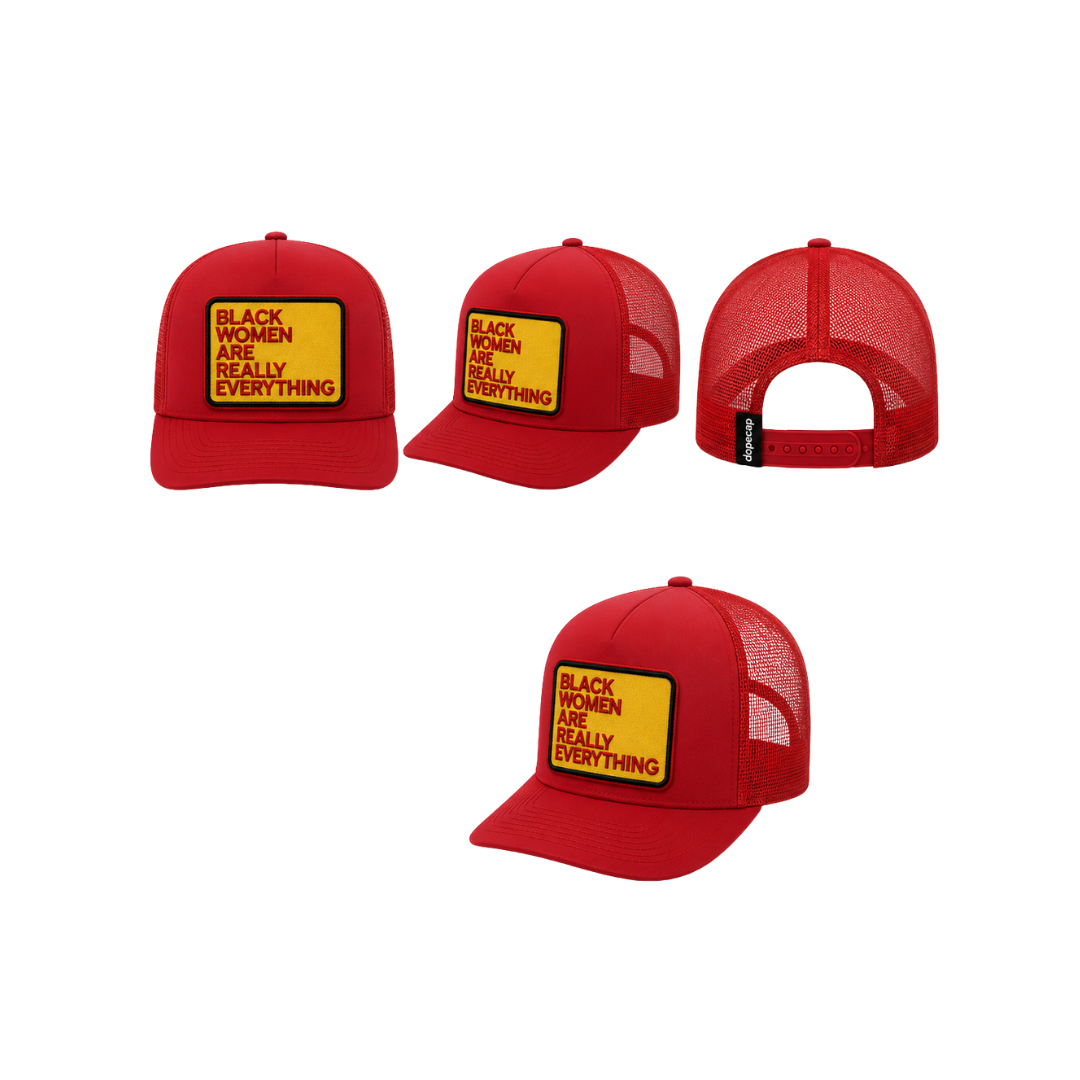 Black Women Are Everything Patched Snapback Hat | Melanin Queen Trucker Cap - Red