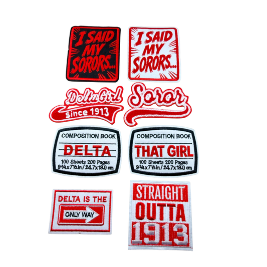 DST Inspired Red & White Sorority Small Patches
